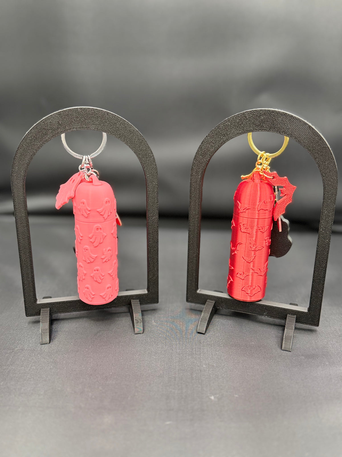 Red Halloween Lip Gloss Holder Keychain with Ghost Can Opener