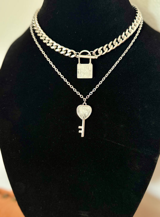 Lock and Key Necklace - Moonstone