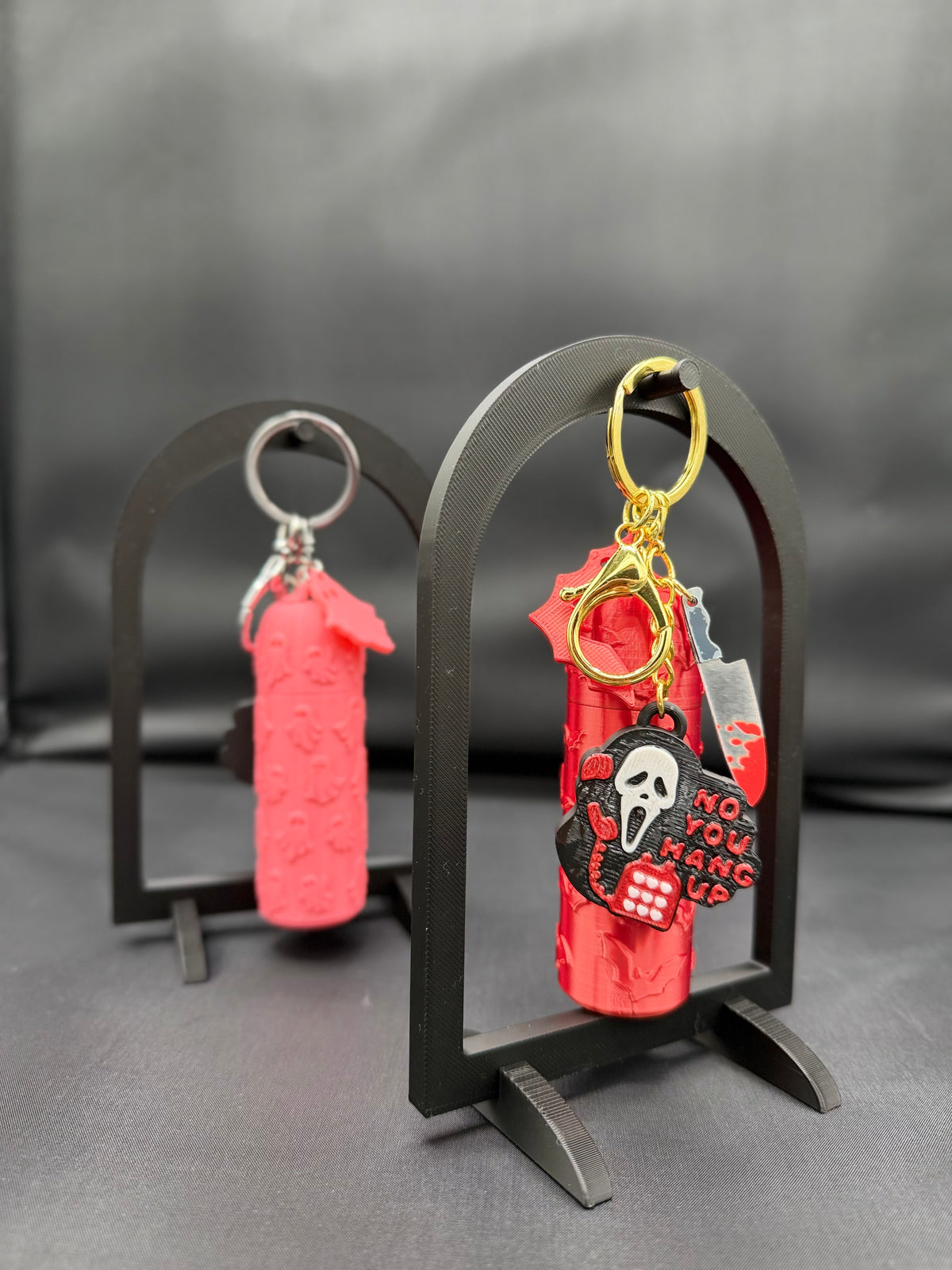 Red Halloween Lip Gloss Holder Keychain with Ghost Can Opener